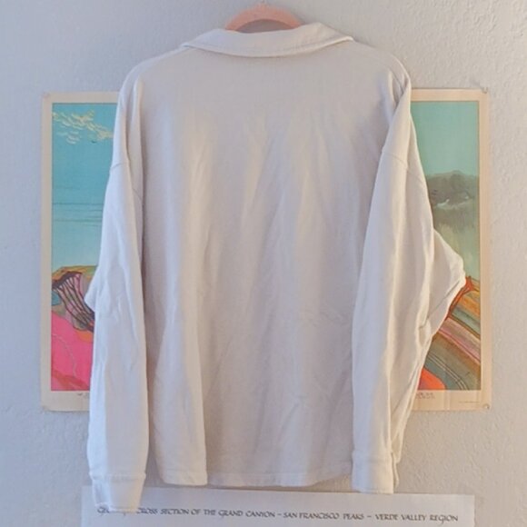 PINK Victoria's Secret Button Down Lounge Cream Shacket Size Medium - Picture 5 of 5